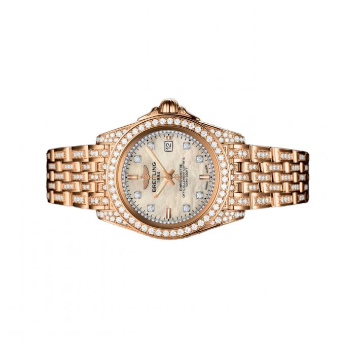 The white dials copy watches are decorated with diamonds.