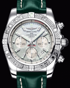 Diamond Breitling Chronomat 01 Replica Watches With Green Straps