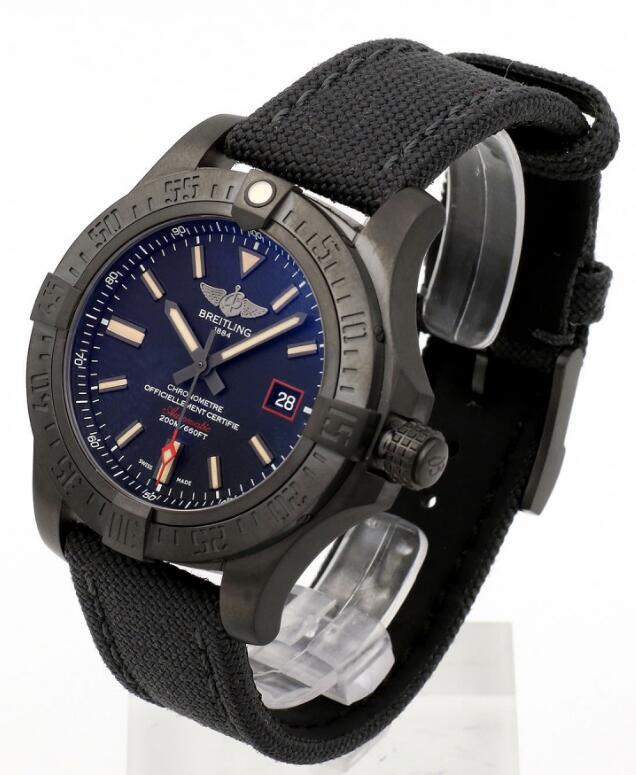 Wholly black makes imitation Breitling Swiss watches very cool.