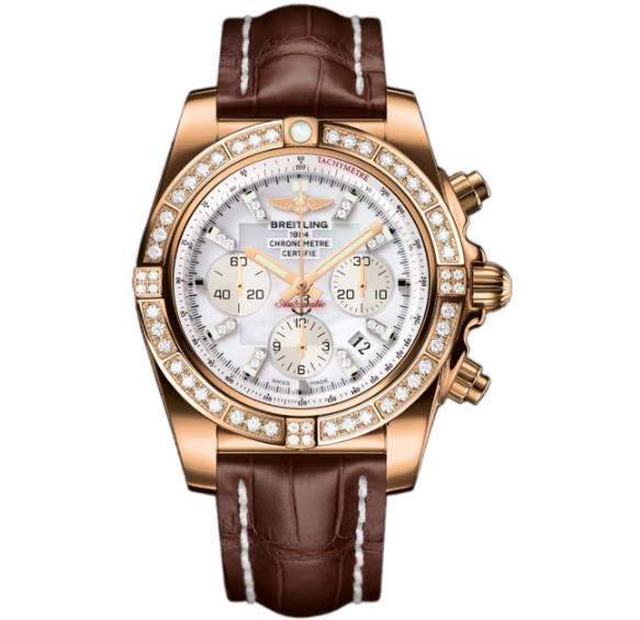 The 18k rose gold fake watches are decorated with diamonds.