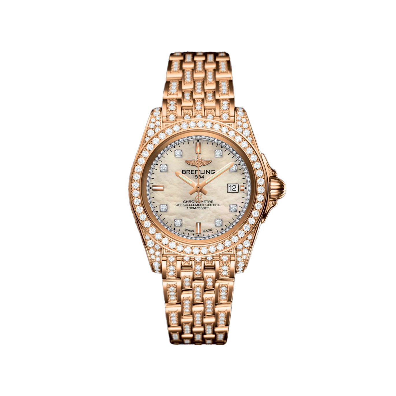 The 18k rose gold fake watches have white dials.