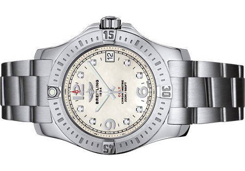 The white dials copy watches have diamond hour marks.